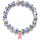 Blau-Weiß-Porzellan Keramik-Perlenarmband mit rosa Emaille-Herz-Anhänger