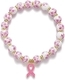 Blau-Weiß-Porzellan Keramik-Perlenarmband mit rosa Emaille-Herz-Anhänger