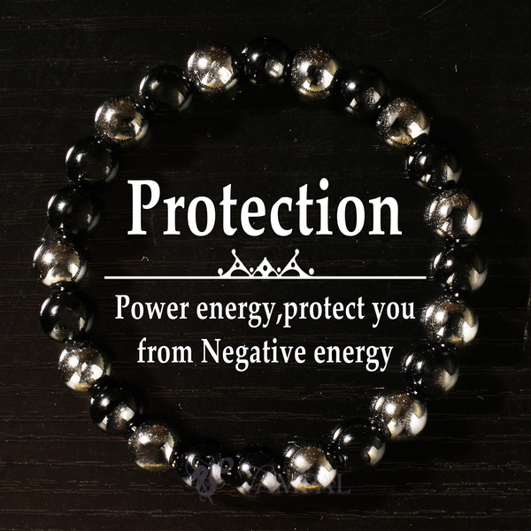 Minimalistisches schwarzes Pyrit-Perlenarmband für Herren