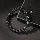 Minimalistisches schwarzes Pyrit-Perlenarmband für Herren