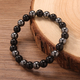 Minimalistisches schwarzes Pyrit-Perlenarmband für Herren