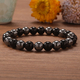 Minimalistisches schwarzes Pyrit-Perlenarmband für Herren