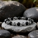 Minimalistisches schwarzes Pyrit-Perlenarmband für Herren