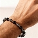 Minimalistisches schwarzes Pyrit-Perlenarmband für Herren