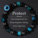 Vintage Blue Evil Eye Beaded Bracelet Imitation Tiger Eye Stone