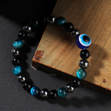 Vintage Blue Evil Eye Beaded Bracelet Imitation Tiger Eye Stone