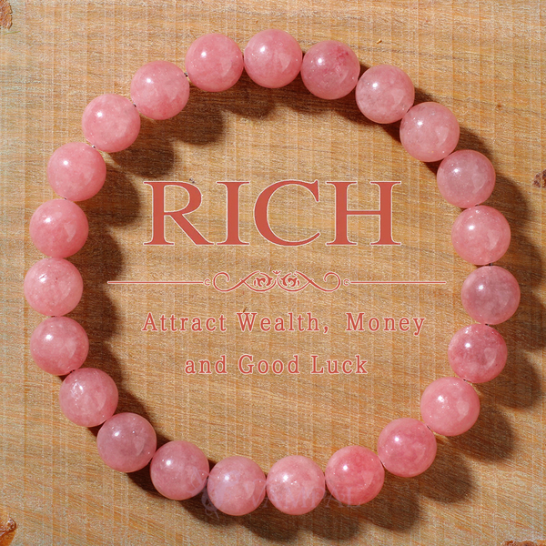 Strawberry Quartz Pink Crystal Beaded Bracelet For Women