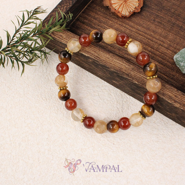 Gelbes Tigerauge Perlenarmband Naturstein Herbst Winter