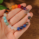 Regenbogen Sieben Chakra Naturstein-Perlenarmband