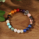 Regenbogen Sieben Chakra Naturstein-Perlenarmband