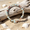 Natural Shoushan Stone Beaded Bracelet With Gold Spacer Beads