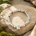 Natural Shoushan Stone Beaded Bracelet With Gold Spacer Beads
