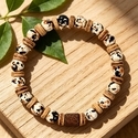 L2241-Neues Armband Türkis Hühnerflügelholz Rundperlen-Armband