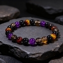 Schwarztee-Glas & Tigerauge Perlenarmband