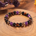 Schwarztee-Glas & Tigerauge Perlenarmband