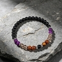 Schwarztee-Glas & Tigerauge Perlenarmband