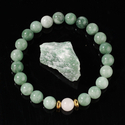 Beaded Crystal Bracelet With Green Jade Natural Stone