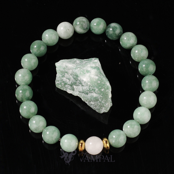 Beaded Crystal Bracelet With Green Jade Natural Stone