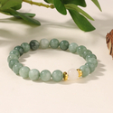 Beaded Crystal Bracelet With Green Jade Natural Stone