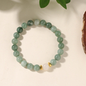 Beaded Crystal Bracelet With Green Jade Natural Stone