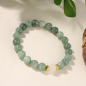Beaded Crystal Bracelet With Green Jade Natural Stone
