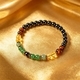 Natürlicher Citrin & grünes Tigerauge Perlenarmband