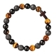 L1246 (Natürlicher Tigerauge) Schwarzes Tigerauge Vulkangestein Perlenarmband Kreuz