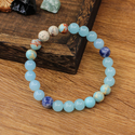 Natürliches Shoushan-Stein Aquamarin-Kristall-Perlenarmband