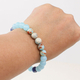 Natürliches Shoushan-Stein Aquamarin-Kristall-Perlenarmband