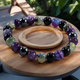 Handgefertigtes Armband mit lila Achatperlen, Naturstein, dunkler Stil