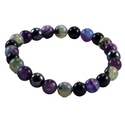 Handgefertigtes Armband mit lila Achatperlen, Naturstein, dunkler Stil