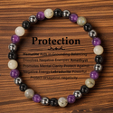 Handgefertigtes Armband mit lila Achatperlen, Naturstein, dunkler Stil