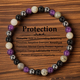Handgefertigtes Armband mit lila Achatperlen, Naturstein, dunkler Stil