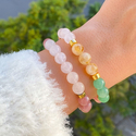 L0294-Natürliches gelbes Turm-Armband aus natürlichem Erdbeerquarz mit goldenem Turmanhänger