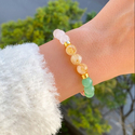 L0294-Natürliches gelbes Turm-Armband aus natürlichem Erdbeerquarz mit goldenem Turmanhänger