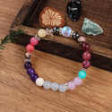 Personalisiertes Perlenarmband mit rosa Zebrastein und Granat-Natursteinperlen