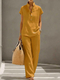 Women's Casual Open-Front Short Sleeve And Long Pants Solid Color Set