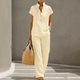 Women's Casual Open-Front Short Sleeve And Long Pants Solid Color Set