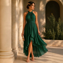 Elegantes Chiffon-Halfter-Kleid mit Taillierung
