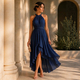 Elegantes Chiffon-Halfter-Kleid mit Taillierung