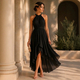 Elegantes Chiffon-Halfter-Kleid mit Taillierung