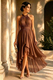 Elegantes Chiffon-Halfter-Kleid mit Taillierung