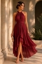 Elegantes Chiffon-Halfter-Kleid mit Taillierung