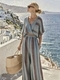 Striped Print Cotton-Linen Casual Vacation Set