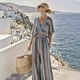 Striped Print Cotton-Linen Casual Vacation Set