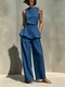 Elegant Sleeveless Ruffled Wide-Leg Two-Piece Pants Set