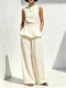 Elegant Sleeveless Ruffled Wide-Leg Two-Piece Pants Set