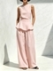 Elegant Sleeveless Ruffled Wide-Leg Two-Piece Pants Set