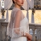 Perlen-Tassel-Mesh-Schal, kurzärmelige Braut-Überwurf-Cardigan