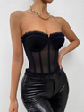 Mesh Double-Layer Back Straps Cami Bustier Stretch Shapewear Corset